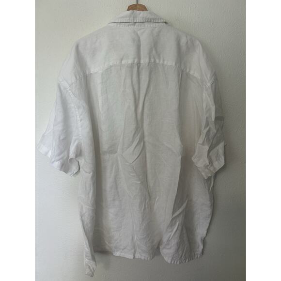 Linea Uomo Mens 100% LINEN Shirt Short Sleeve Button White Size 4XL 4X Beachy - Picture 5 of 5